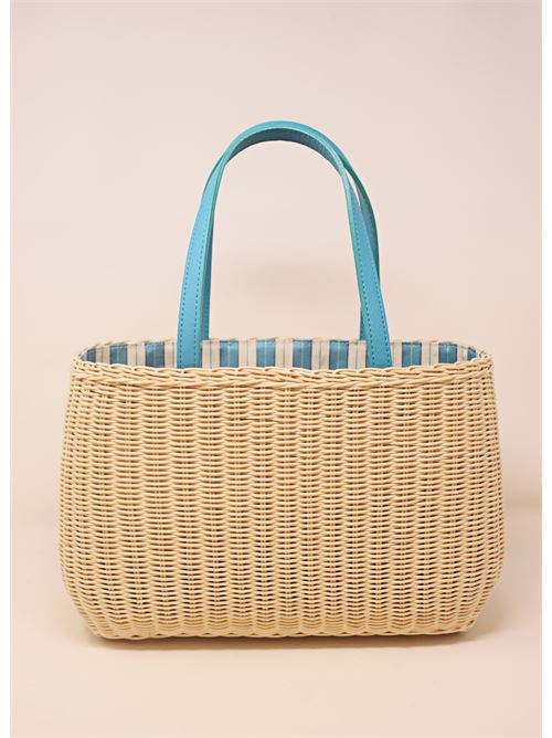 Turquoise wicker and leather bag Laboratorio Capri | 106NATURCH